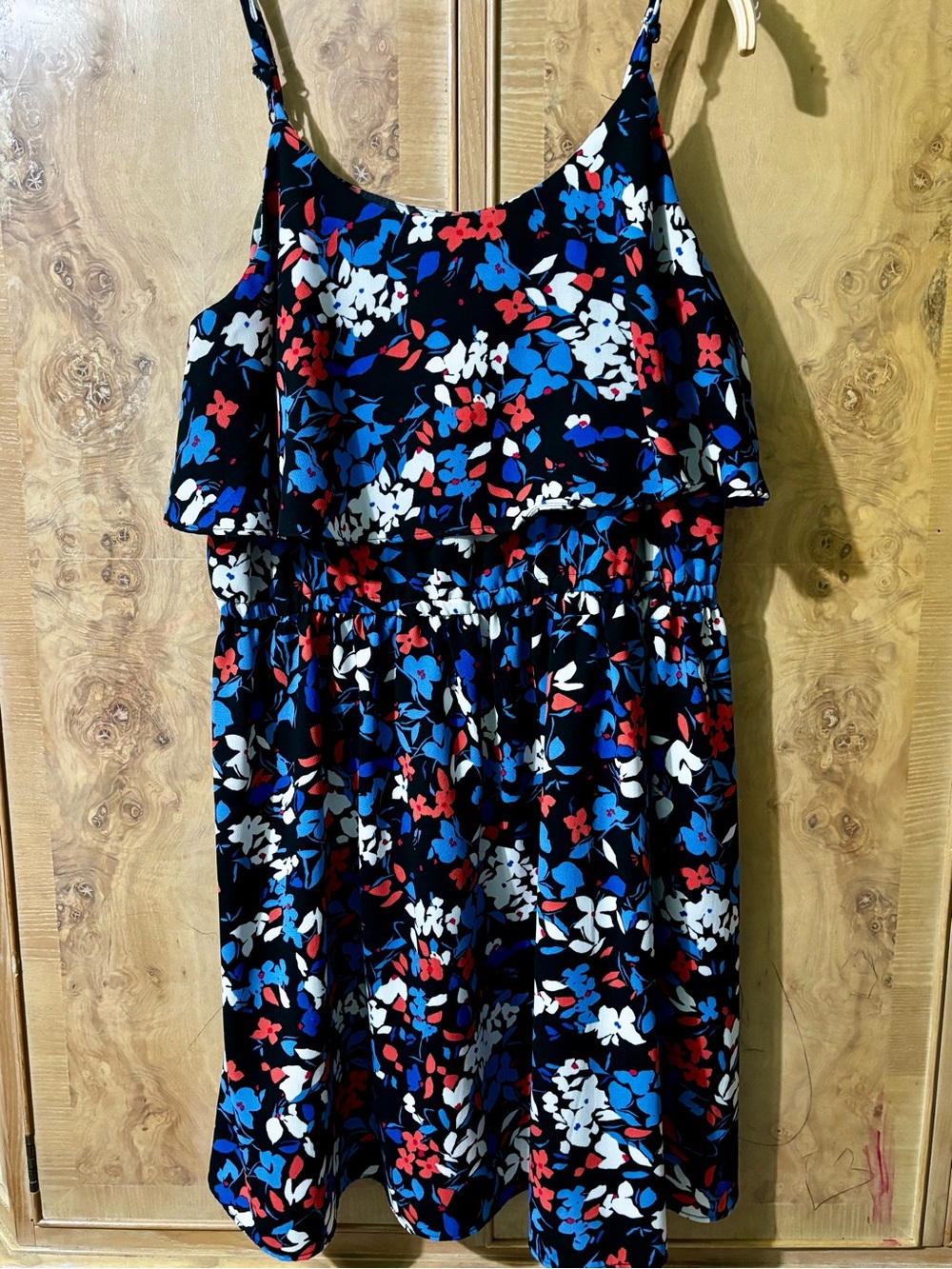 Ladies Floral Ruffle Sundress in Black, Blue & Red size Large